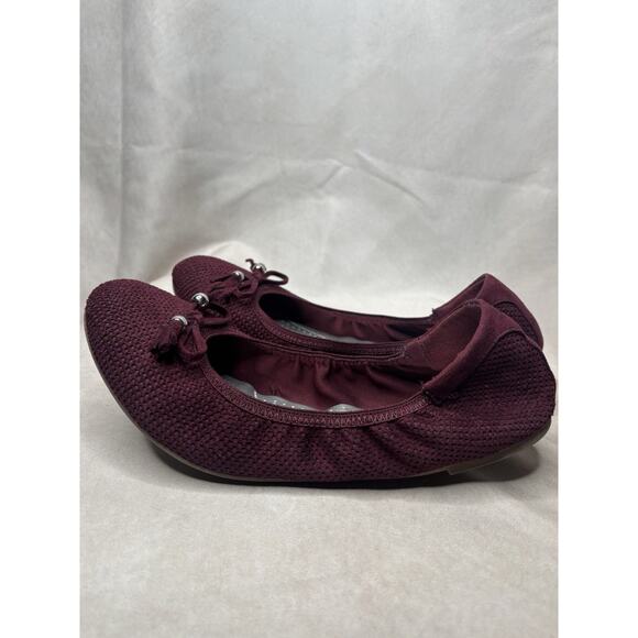 DexFlex Comfort Ballet Flats Women’s Size 10 Burgundy Knit Slip On Memory Foam - Picture 5 of 10